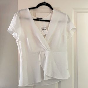 Basil and Lola brand new white top with peplum detail size medium